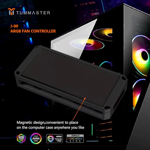 Image of ARGB Fan HUB 5V-3Pin LED Hub 4 Pin PWM Chassis Fan Controller RF Remote (J-09(Black))