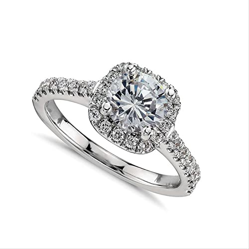 Bijoux fiançailles bague argent 925 gros zirconium octogonal de mariage