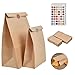 100 sacchetti di carta kraft + adesivi Set Tenuta Sacchetti di Carta sacchetti di carta piccoli per la colazione e il pane per caramelle alimenti pane feste la casa panificio