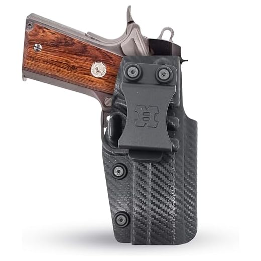 Iwb Kydex Holster Fits 1911 4" Concealed Carry by Houston Gun Holsters - Lined Inside for Strong Retention and Protection - Reinforced Plastic Clip - Lightweight (Carbon Fiber)