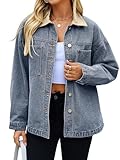 Glamaker Womens Oversized Denim Shirt Jacket - Casual Lightweight Button Down Loose Fit Jean Jackets Outfits Outwear 2026,Denim Blue L