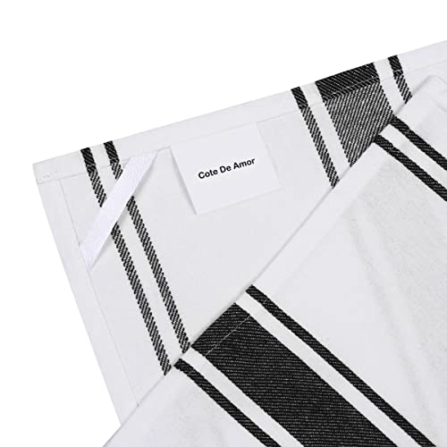 Linen Hub Set Of 12 Kitchen Dish Towels Cotton 15X25 Absorbent Durable Washable, Tea Towels, Dish Cloths, Bar Towels, Cleaning Towels, Kitchen Towels With Hanging Loop, Black White #TOP2