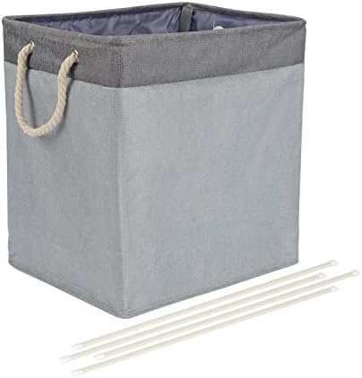 Amazon Basics Foldable Fabric Laundry Hamper with Detachable Brackets - Grey