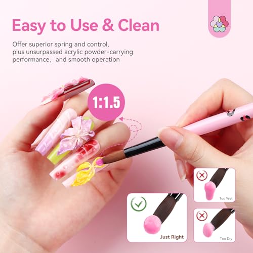 Set de 6 pinceles acrílicos para uñas tamaño 8/10/14 miniatura 3