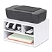 FITUEYES Supporto per Stampante Legno Bianco con 3 Scomparti Organizer da Scrivania per Ufficio e Casa 40x30x22cm DO304005WW