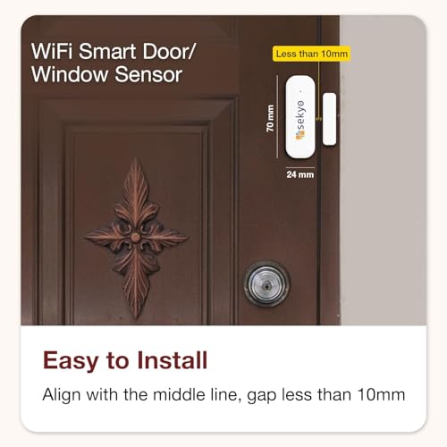 Image of Sekyo WiFi Smart Door Alarm Sensor | Wireless Magnetic Home Security System with Real-Time App Notifications | Easy Installation | Smart WiFi Connectivity for Door & Window (Pack of 2)