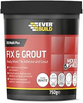 Everbuild FIX005 703 Fix and Grout Tile Adhesive, Brilliant White, 750 g