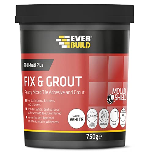Everbuild FIX005 703 Fix and Grout Tile Adhesive, Brilliant White, 750 g
