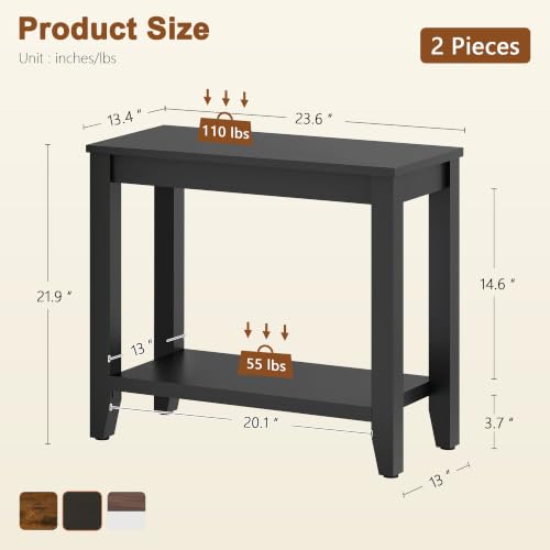 Hoctieon 2-Tier End Table for Living Room, Sturdy Wooden Side Table with 165 lbs Capacity, Compact Nightstand for Bedroom, Modern Sofa Table for Small Spaces, Set of 2, Black by Hoctieon - Used condition - Image 2