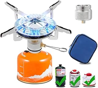 Vihir Backpacking Stove Portable Camping Stove Burner, Small Backpack Stoves with Butane Adapter, Lightweight Hiking Stove with Carrying Case, Little Propane Camp Stove for Travel
