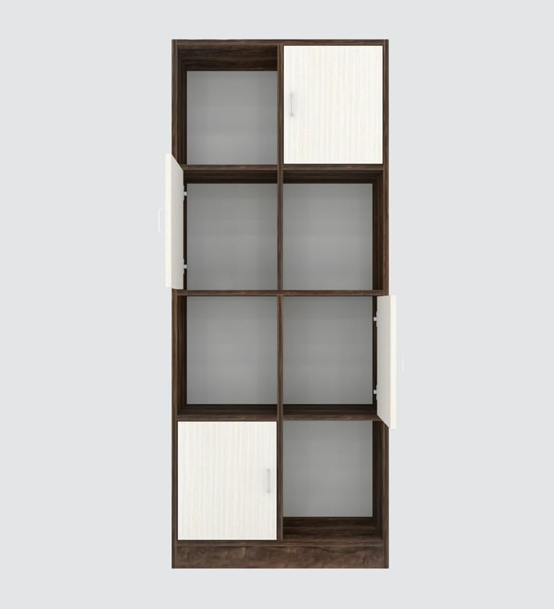 Image of SPECIALITY PANELS 8 Shelf Bookcase with Doors, Brown and Beige, 73x35x176 cm, Carpenter Assembly Provided