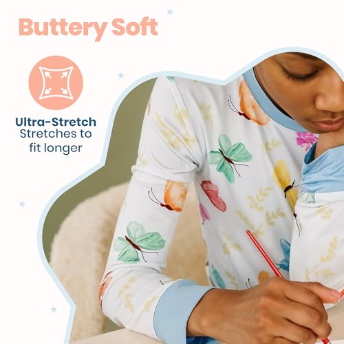Buttery Soft Pajamas for Kids - Viscose From Bamboo Pjs - Styled By Kardashians - Blossom Butterfly Pajamas for Girls4