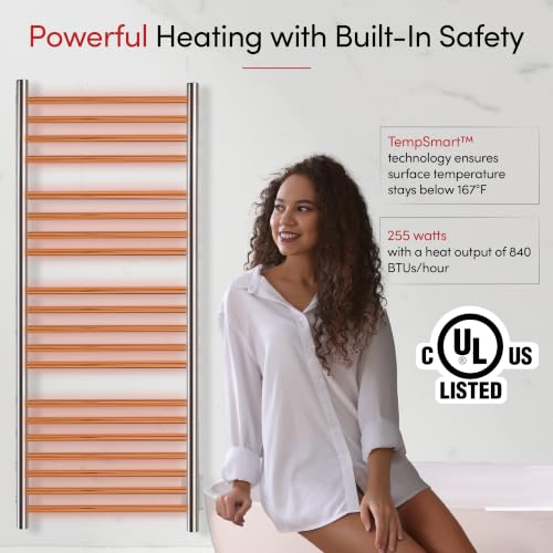 WarmlyYours Bellagio Heated Towel Rack, 20 Bars, Polished Steel - image 2