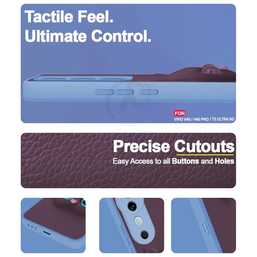 Image of AESTMO Back Case Cover for Vivo V40 / V40 Pro / T3 Ultra 5G Back Cover | 3D Cat Cover | Leather Finish | Full Body Protection | Camera Protection Back Cover (Purple)