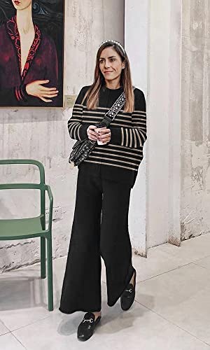 ETCYY NEW Womens Elegant Lounge Sets Knitted Sweatsuit Sets 2 Piece Outfits with Sweater Tops and Wide Leg Sweatpants2