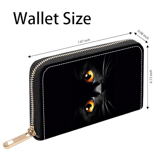 Cute Black Cat Face Print Women Large Capacity PU Leather Zip Around Wallet, Multifunctional Clutch Purse for Cash/Card/Coin/Smart Phone2
