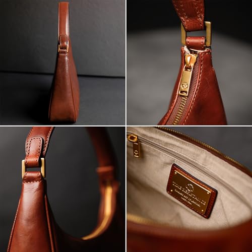 Image of Time Resistance Leather Handbag - Full-Grain Leather Purse for Women - Shoulder Bag Made in Italy