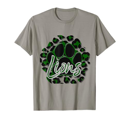 Leones Verde Negro Guepardo Escuela Deportes Fan Team Spirit Camiseta