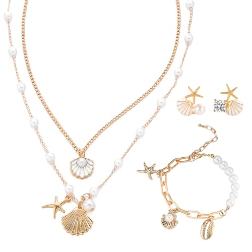 Byfoyif 5er Set Muschelkette mit Seestern Muschel Halskette Damen...