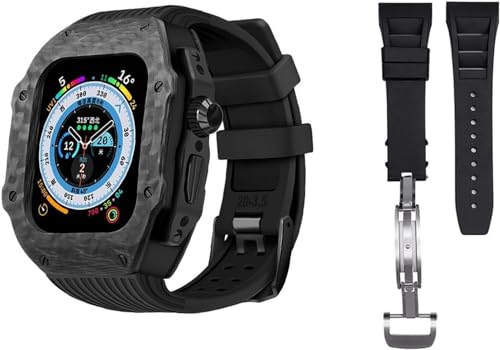 Bracelet Apple Watch 45mm en fibre de carbone SCHIK agate luxe