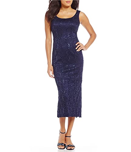 Rm Richards Women's Sequin Lace Midi Dress With Jacket - Mother Of The Bride Wedding Dresses (10, Navy) #TOP2