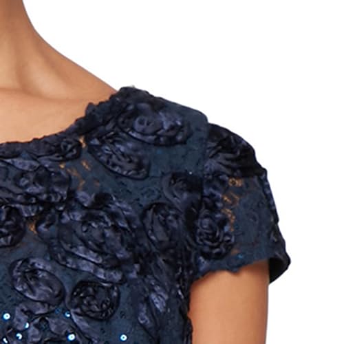 Alex Evenings Women's Tea Length Mother of The Bride Dress with Rosette Lace Detail (Petite and Regular Sizes) - Image 7