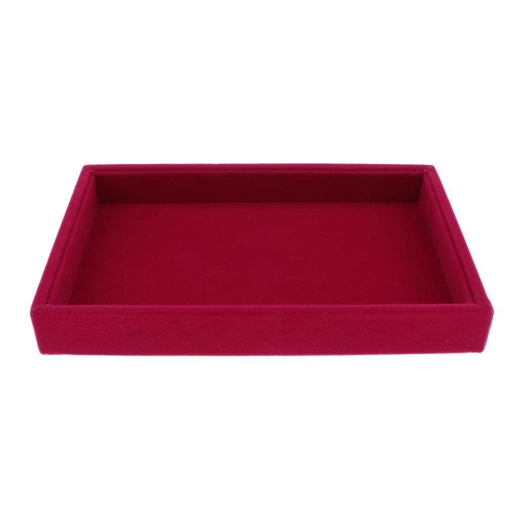 Sharplace Elegant Velvet Stackable Jewelry Display Tray Necklace Organizer, Rose Red