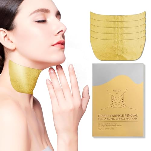 Anti-Aging Neck Wrinkle Patches | Golden Collagen & Hyaluronic Acid Pads for Neck Wrinkles | Deep Moisturizing, Firming & Lifting Treatment | Adjustable Line Remover Wrap for All Skin Types, 1 Pack