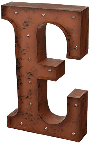 The Gerson Company E LED Lighted Metal Letter with Rustic Brown Finish