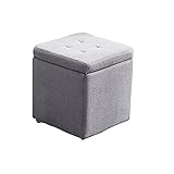 Matériau confortable en coton et lin : ce tabouret fonctionnel utilise des tissus en coton et lin qui ont une texture claire et un toucher doux, offrant une garantie d'assise.L'espace de rangement intelligent peut être utilisé pour ranger des objets insignifiants tels que des livres et des ornements.
