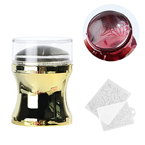RALMALL Set aus 3 Stück DIY Maniküre Druckwerkzeug, Stamper + Schaber + Schablone, Nail Art Zubehör Kit, Silikon Head…