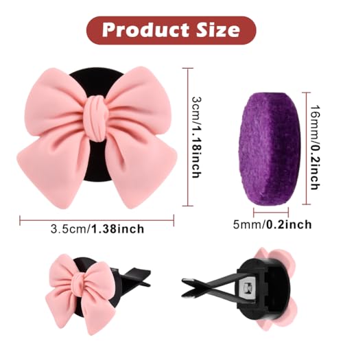 Image of 6 Pcs Car Air Vent Clips,Cute Car Vent Clips,Pink Bow Car Air Freshener,Cute Auto Outlet Air Conditioning Clip,Car Air Conditioning Outlet Clip Decorative