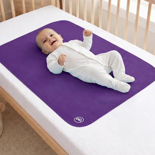 Image of Btag Baby Waterproof, Super Soft Fast Drying Mattress Protector | Extra Absorbent, Anti-Itching Sheet for New Born,Toddler (Size 50x70 cm, Pack of 1, Purple)
