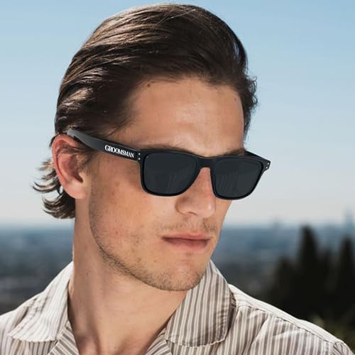 Image of 8 Pack Groomsmen Sunglasses for Men - Wedding Sunglasses for Groomsman Proposal Gifts, Bachelor Party Favors