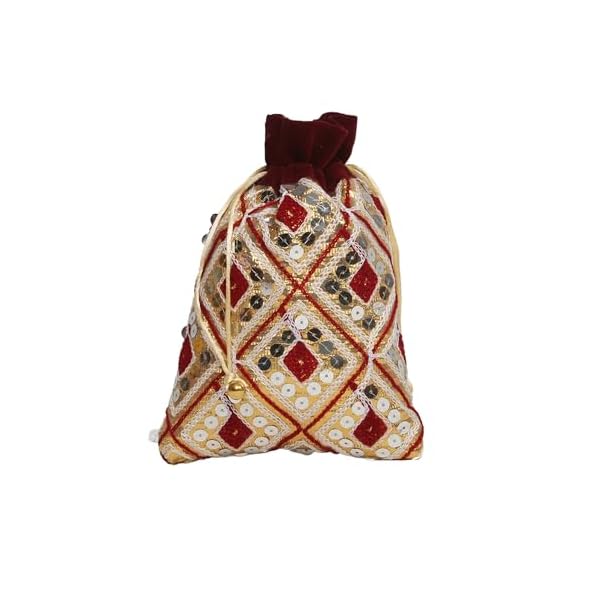 Dulhan DLC set of 50 Shimmer & Velvet Potli Bags with Heavy Work for Wedding Return Gifts, FANCY pouch potli, Bridal Handbag for Women - Image 7