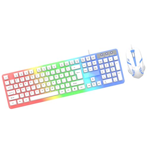 Rudiaoa Tastiera da gioco con cavo a LED variopinta Combo