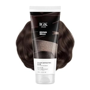 IGK Brown Bella | Chocolate Brown Hair Gloss + Color Depositing Mask | Boost Shine, Enhance Brunette Tones, Refresh Color | Semi Permanent Conditioning Treatment | Vegan | 6 oz