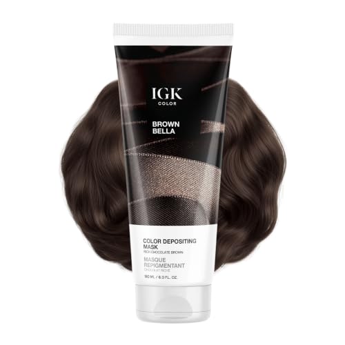 Image of IGK Brown Bella | Chocolate Brown Hair Gloss + Color Depositing Mask | Boost Shine, Enhance Brunette Tones, Refresh Color | Semi Permanent Conditioning Treatment | Vegan | 6 oz