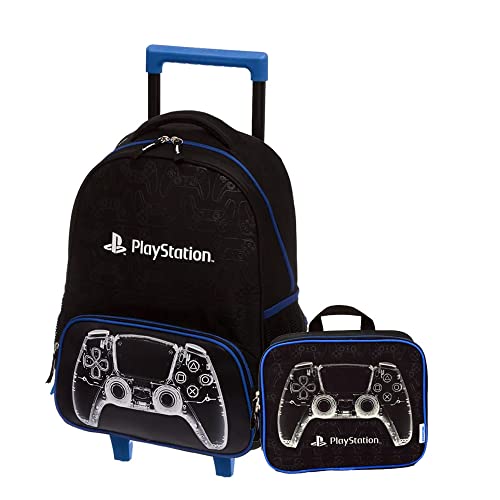 Kit Mochila de Rodinha+Lancheira Playstation X Ray Pacific