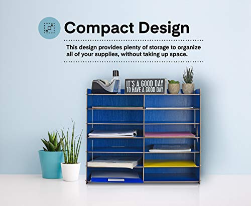 Adir Wood Paper Storage Organizer - Construction Paper Storage - Vertical File Mail Sorter - A Stylish Look For Home, Office, Classroom And More - Blue (12 Compartment) #TOP5