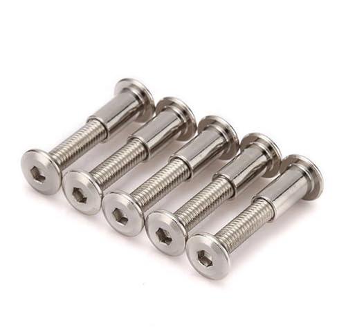 Image of Rely⇒VP INDUSTRIES (Combo Set -15 Pcs) M5x10 mm Allen JCB Screw with M5x10 JCB Female Sleeve Nut With Allen Key 1 Pc | Fastener for Joining Wood Boards, Cabinets, Cupboards, Chairs & Beds