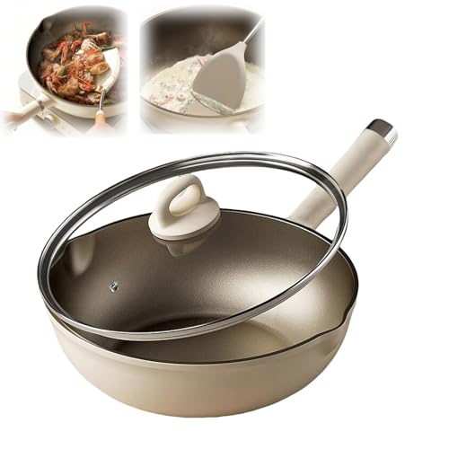 Wok Titanium con Tapa Antiadherente Fondo Plano 9.45"