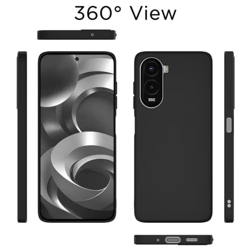 Image of Outlouders Back Cover for Poco M7 Plus 5G | Camera Protection | Durable Soft Matte Silicone Bumper Case (Black)
