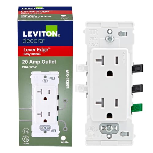 Leviton Lever Edge 20 Amp Tamper-Resistant Duplex Wall Outlet E5825-W White