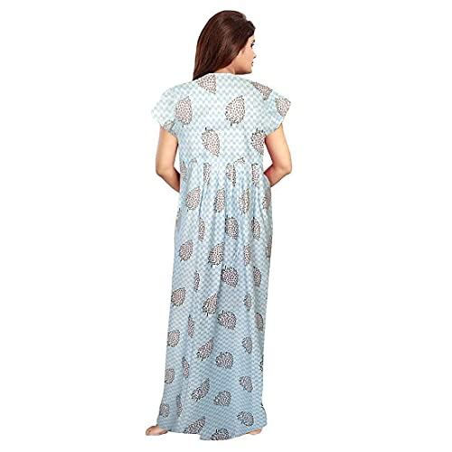 Image of YUKATA Nighty for Women Cotton Printed Maxi Gown Ankle Length Nighty Night Dress Gown for Women Maxi - Free Size (Pack of 2)