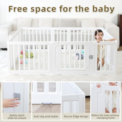 Image of Gupamiga Playpen Baby Playard Portable Baby Fence Play Area Indoor Outdoor Kids Activity Center Playpen Playground Hoop for Indoor and Outdoor Use (12 Panels)