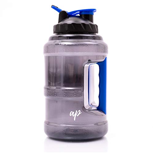 AP Sport Half Gallon Water Bottle with Filter | Lightweight Jug for Sports | Clear Nontoxic Plastic Drink Container with Leak-Proof Lid | Best Used for Gym, Camp, Office, Running and Hiking (Blue)