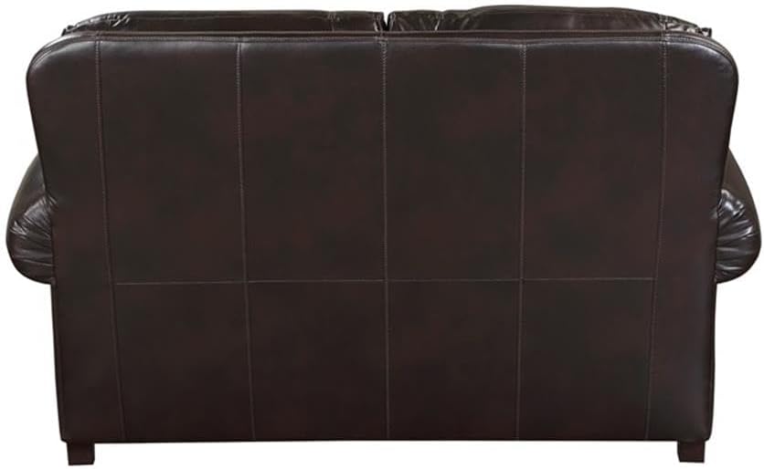 Milford Brown Faux Leather 2-Piece Sofa Set with Nailhead Trim