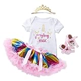 Recomendado para 0-24 meses. El paquete incluye: 1 body para bebé + 1 vestido de tutú + 1 venda + 1 zapatos.