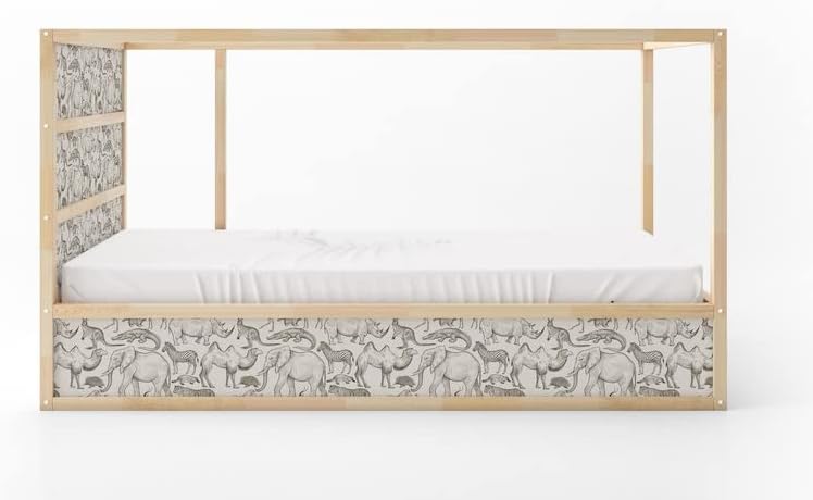 KURA Bed Hand Draw Wild African Animals Animal Decals Sticker Furniture Decals for Nursery Adhesive